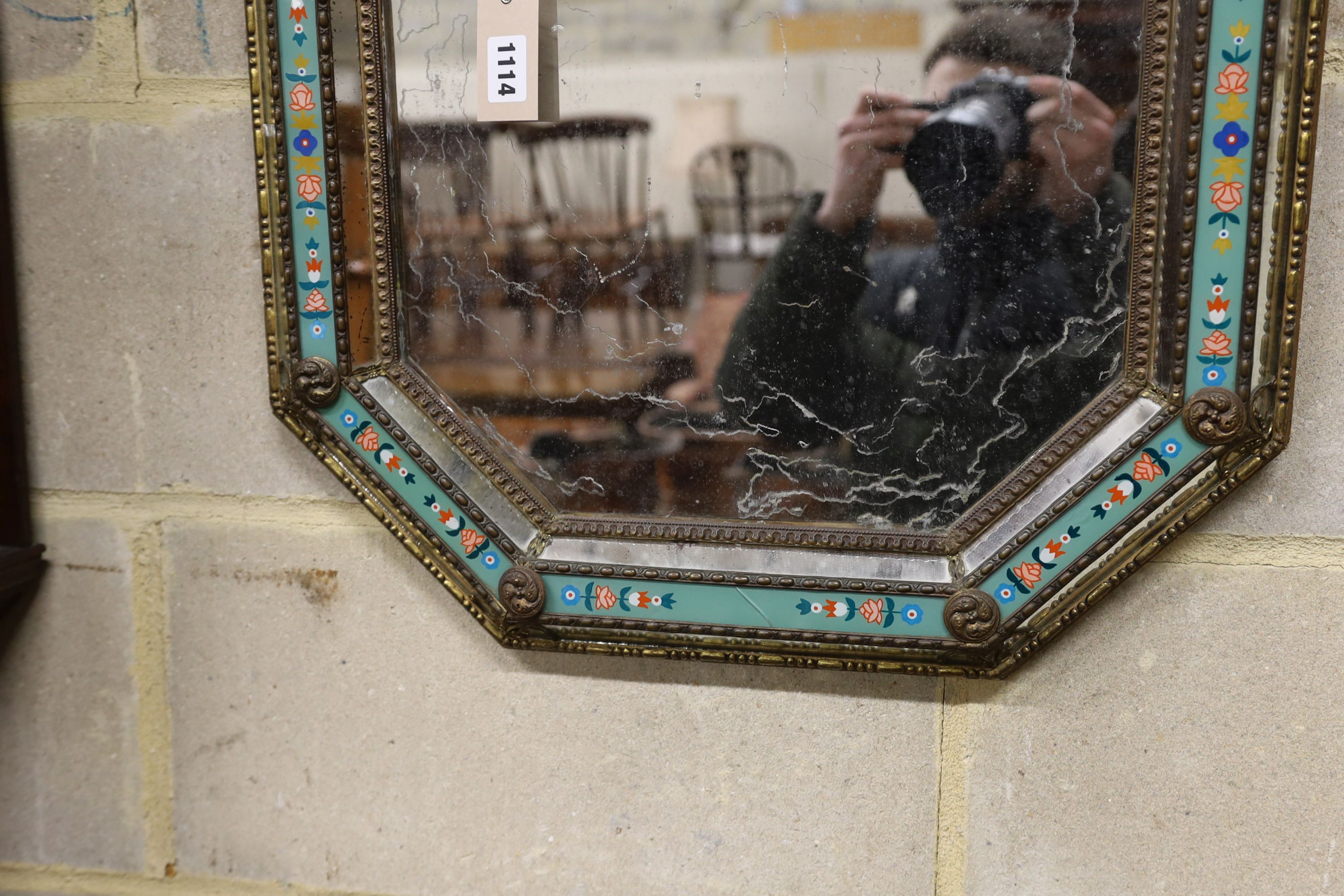 An octagonal Venetian wall mirror, width 50cm